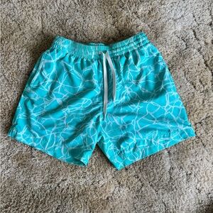 Chubbies Teal Patterned Swim Trunks Lined 5.5”